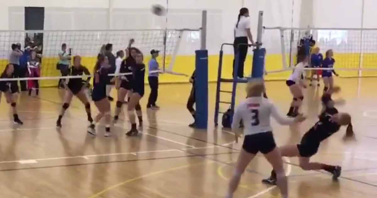 Volleyball player wins point by taking a fierce spike to the face FOX Sports